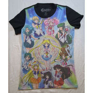 Sailor Moon Sailor Scouts Black T-Shirt Women’s Medium Anime Graphic Tee – PO
